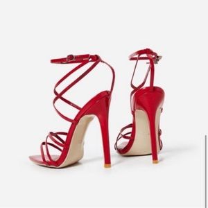 EGO Kaia Pointed Barely There Heel In Red Patent🌶